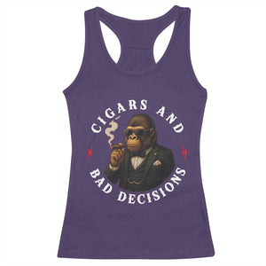 Cigars And Bad Decisions Racerback Tank Top Funny Gorilla Gift TS12 Purple Print Your Wear