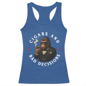 Cigars And Bad Decisions Racerback Tank Top Funny Gorilla Gift TS12 Royal Blue Print Your Wear