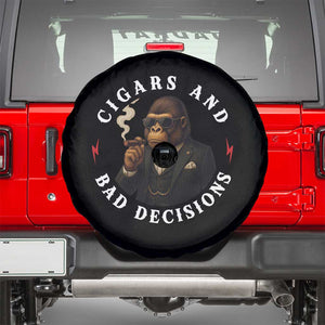 Cigars And Bad Decisions Spare Tire Cover Funny Gorilla Gift TS12 Black Print Your Wear
