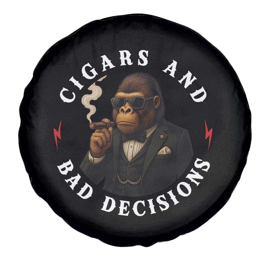 Cigars And Bad Decisions Spare Tire Cover Funny Gorilla Gift TS12 Print Your Wear