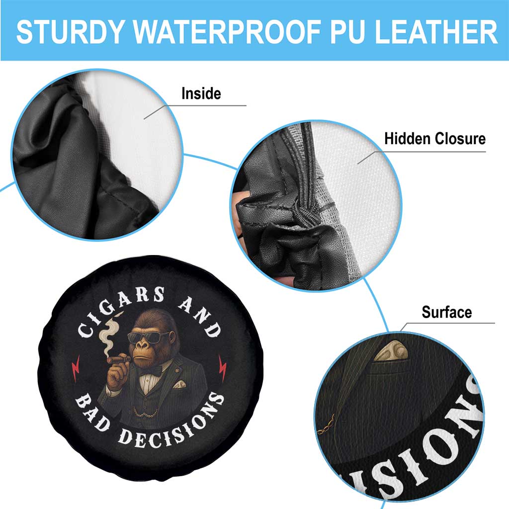 Cigars And Bad Decisions Spare Tire Cover Funny Gorilla Gift TS12 Print Your Wear