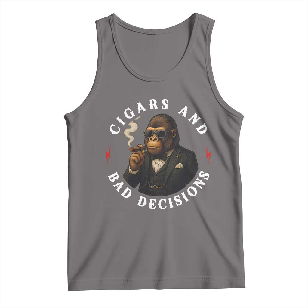 Cigars And Bad Decisions Tank Top Funny Gorilla Gift TS12 Deep Heather Print Your Wear