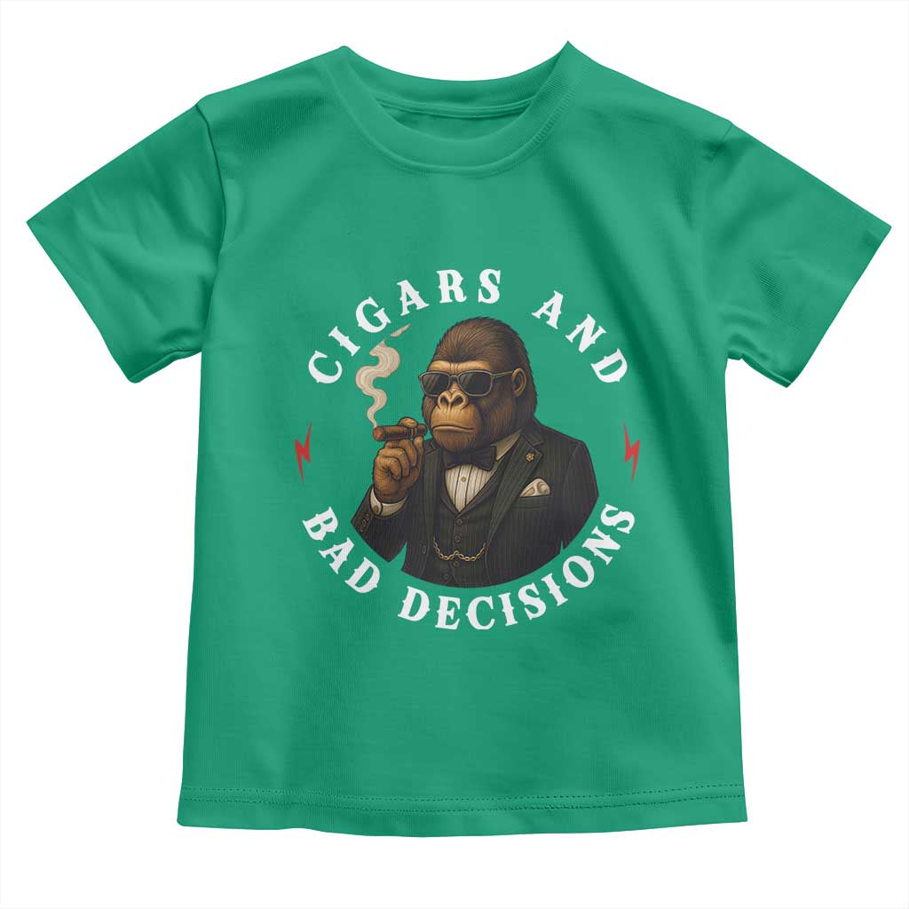 Cigars And Bad Decisions Toddler T Shirt Funny Gorilla Gift TS12 Irish Green Print Your Wear