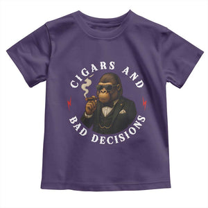Cigars And Bad Decisions Toddler T Shirt Funny Gorilla Gift TS12 Purple Print Your Wear