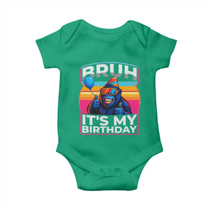 Bruh It Is My Birthday Baby Onesie Funny Gorilla Lover Gift TS12 Irish Green Print Your Wear