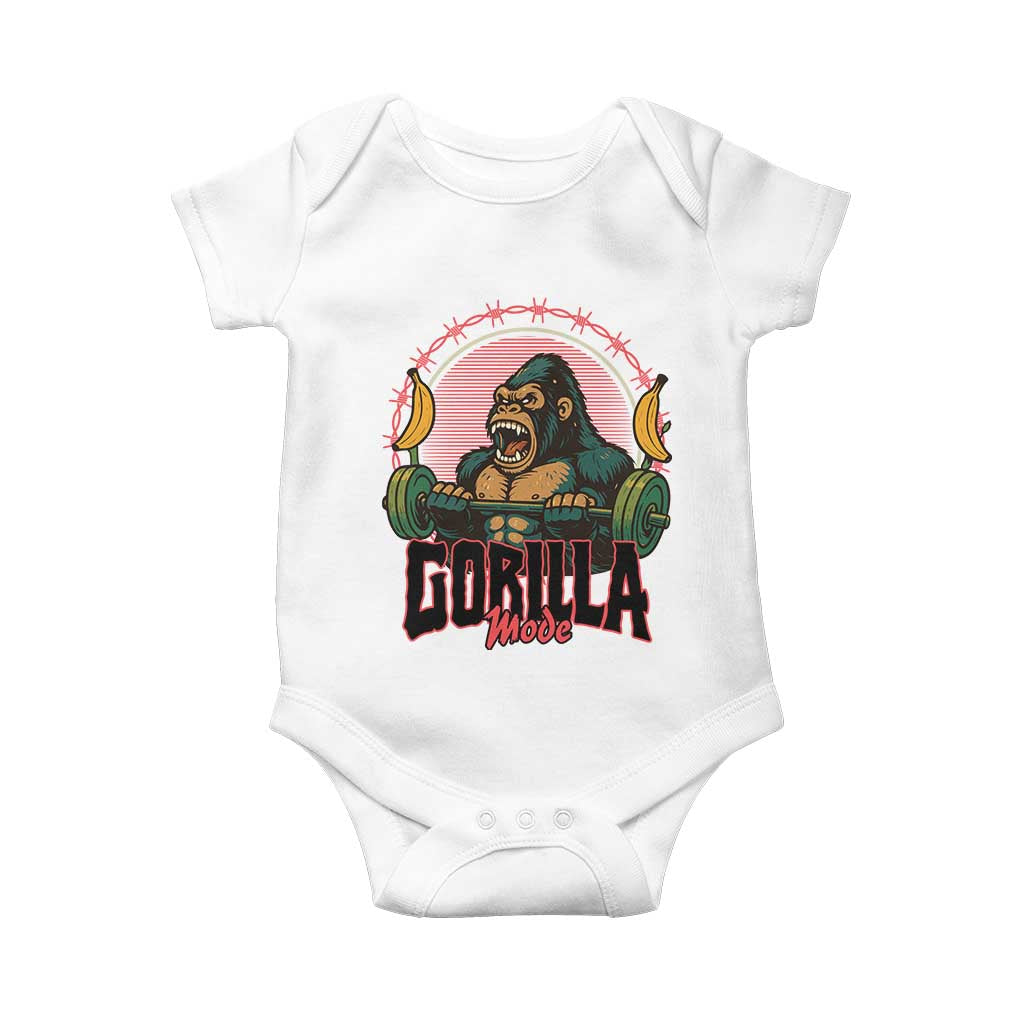 Fitness Lover Gift Baby Onesie Gorilla Mode TS12 White Print Your Wear