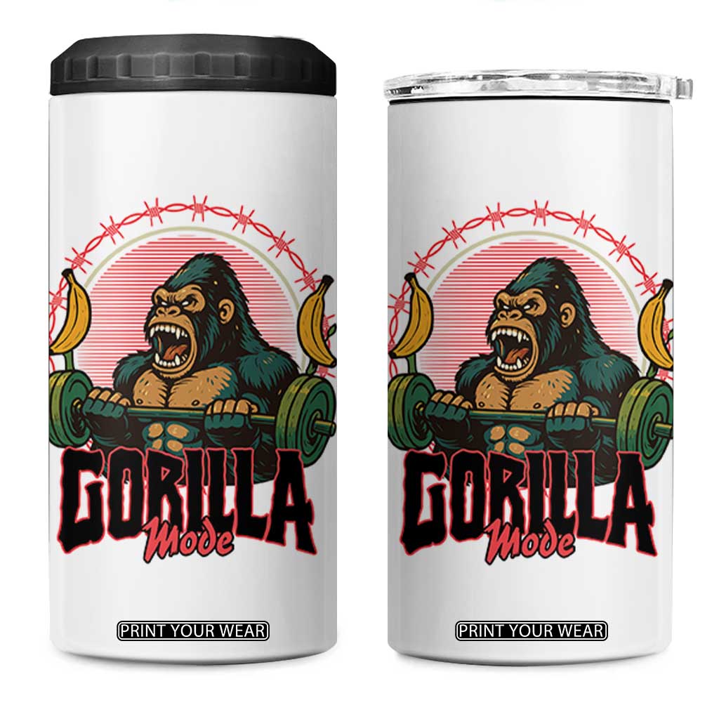 Fitness Lover Gift 4 in 1 Can Cooler Tumbler Gorilla Mode TS12 One Size: 16 oz White Print Your Wear