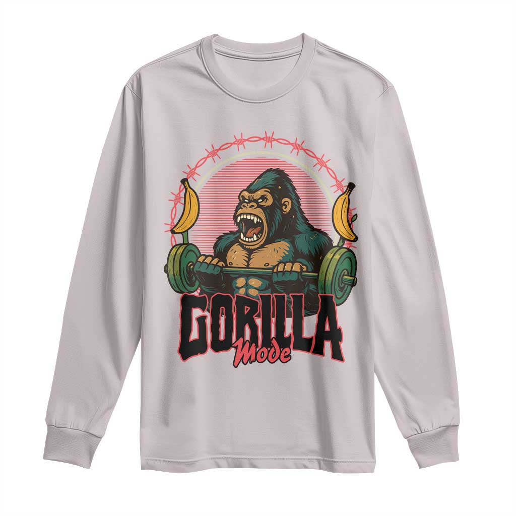 Fitness Lover Gift Long Sleeve Shirt Gorilla Mode TS12 Ice Gray Print Your Wear