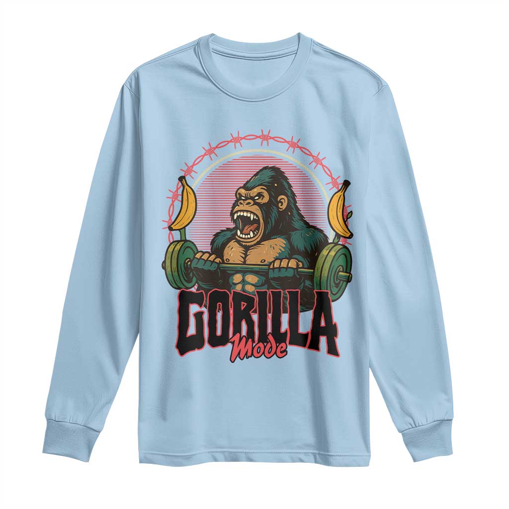 Fitness Lover Gift Long Sleeve Shirt Gorilla Mode TS12 Light Blue Print Your Wear