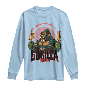 Fitness Lover Gift Long Sleeve Shirt Gorilla Mode TS12 Light Blue Print Your Wear