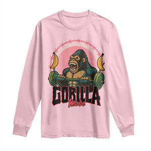 Fitness Lover Gift Long Sleeve Shirt Gorilla Mode TS12 Light Pink Print Your Wear