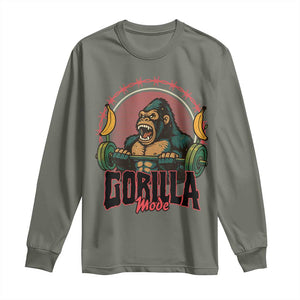 Fitness Lover Gift Long Sleeve Shirt Gorilla Mode TS12 Military Green Print Your Wear