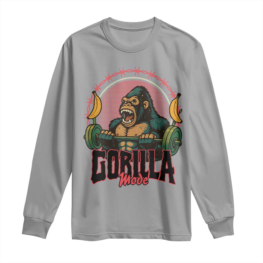 Fitness Lover Gift Long Sleeve Shirt Gorilla Mode TS12 Sport Gray Print Your Wear