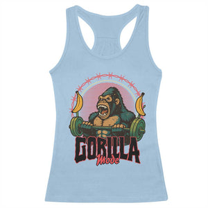 Fitness Lover Gift Racerback Tank Top Gorilla Mode TS12 Light Blue Print Your Wear
