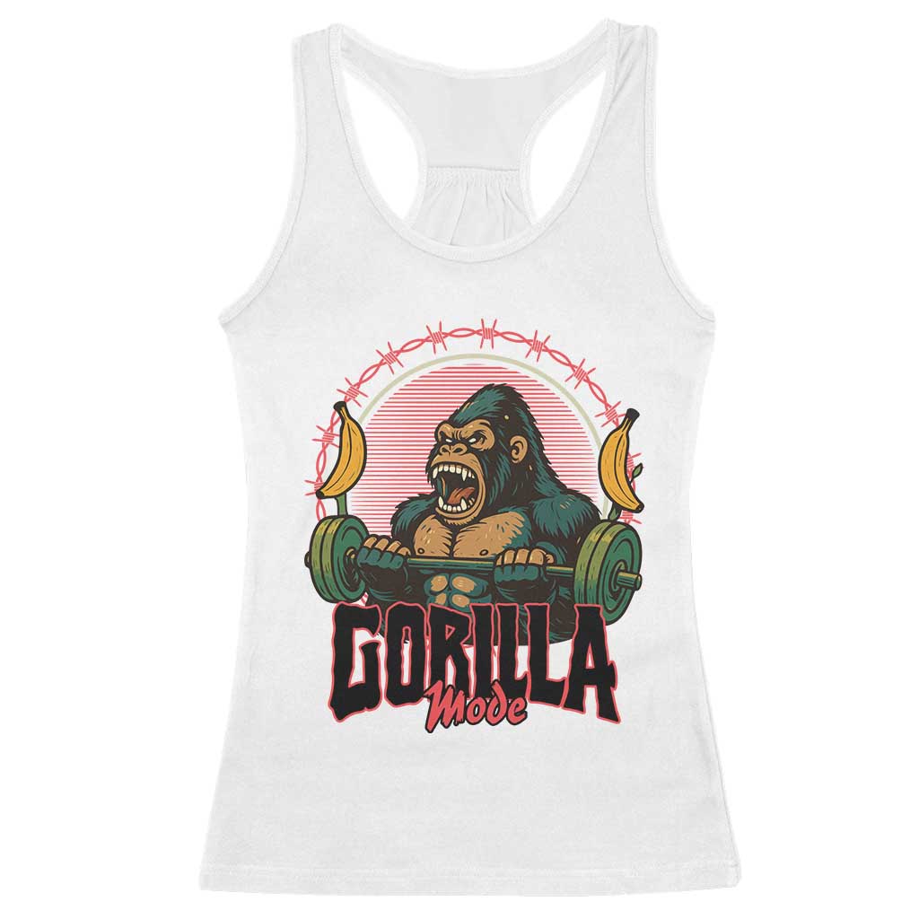 Fitness Lover Gift Racerback Tank Top Gorilla Mode TS12 White Print Your Wear