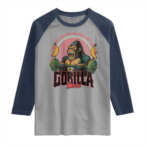 Fitness Lover Gift Raglan Shirt Gorilla Mode TS12 Sport Gray Navy Print Your Wear