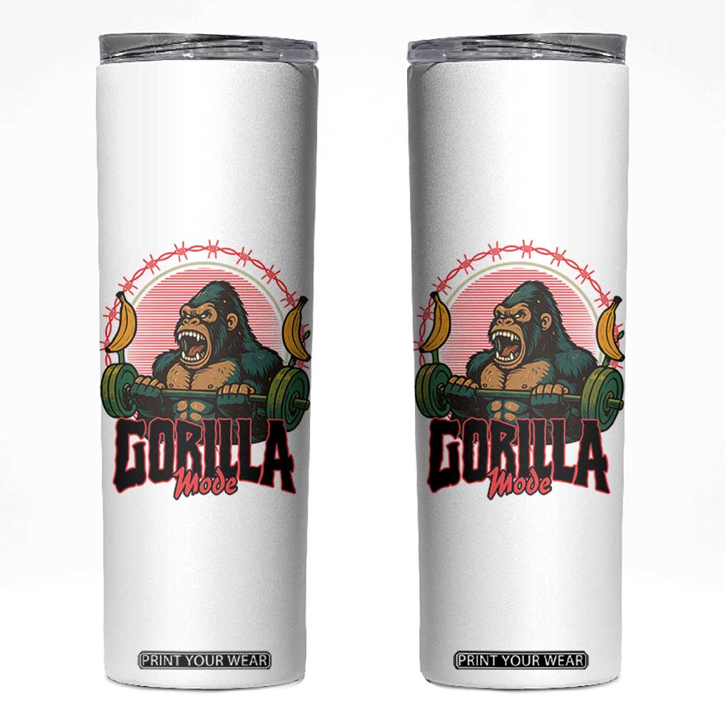 Fitness Lover Gift Skinny Tumbler Gorilla Mode TS12 White Print Your Wear