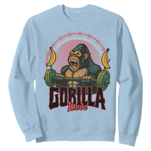 Fitness Lover Gift Sweatshirt Gorilla Mode TS12 Light Blue Print Your Wear