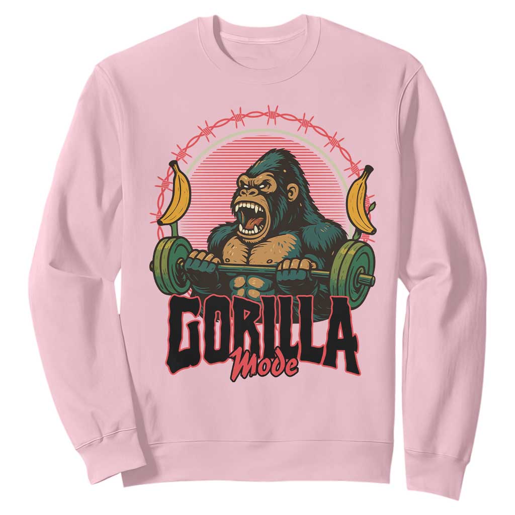 Fitness Lover Gift Sweatshirt Gorilla Mode TS12 Light Pink Print Your Wear