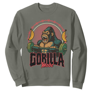 Fitness Lover Gift Sweatshirt Gorilla Mode TS12 Military Green Print Your Wear