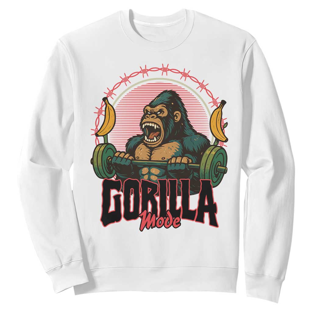 Fitness Lover Gift Sweatshirt Gorilla Mode TS12 White Print Your Wear