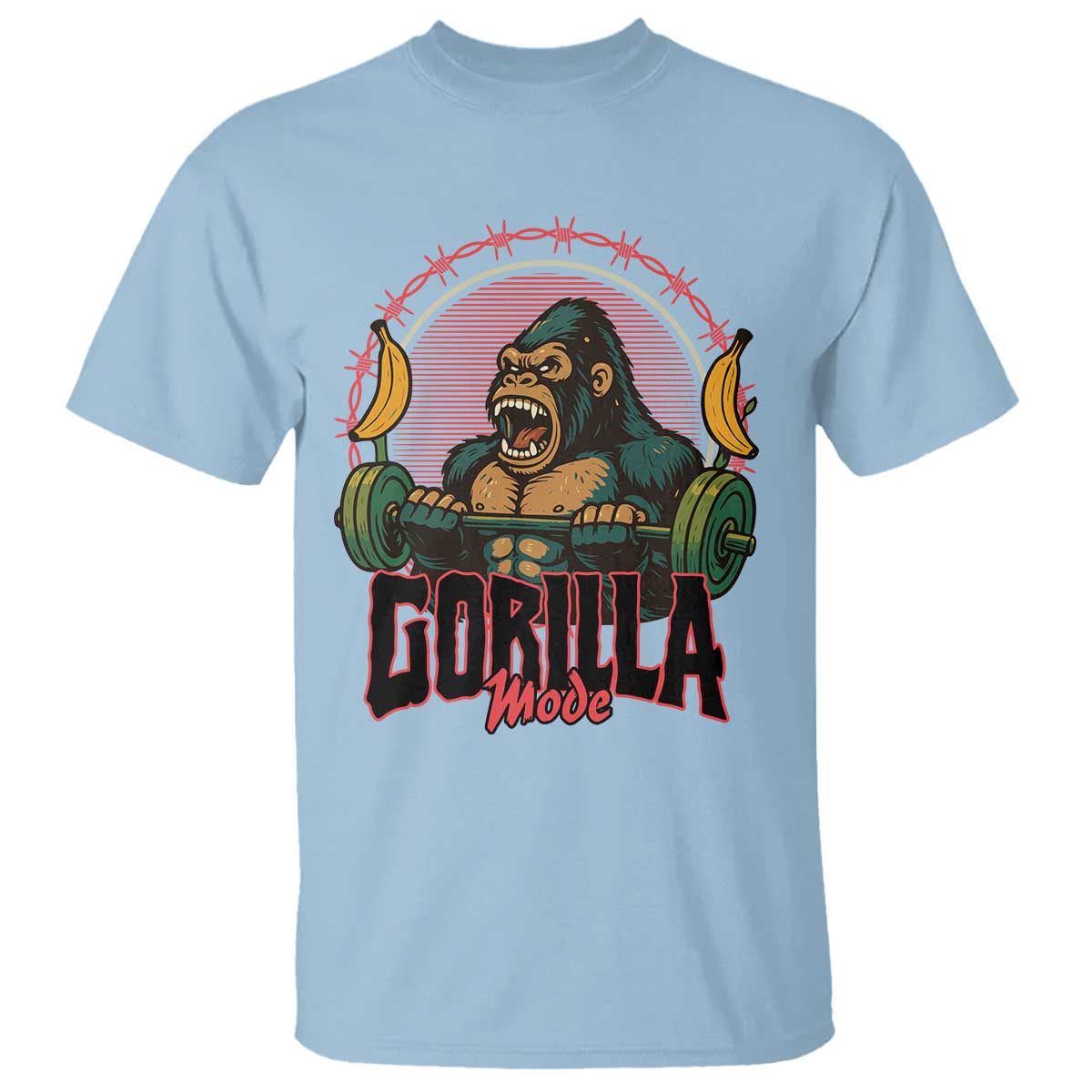 Fitness Lover Gift T Shirt Gorilla Mode TS12 Light Blue Print Your Wear