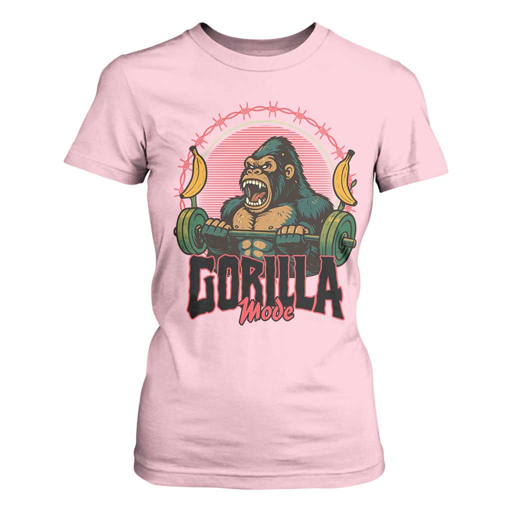 Fitness Lover Gift T Shirt For Women Gorilla Mode TS12 Light Pink Print Your Wear