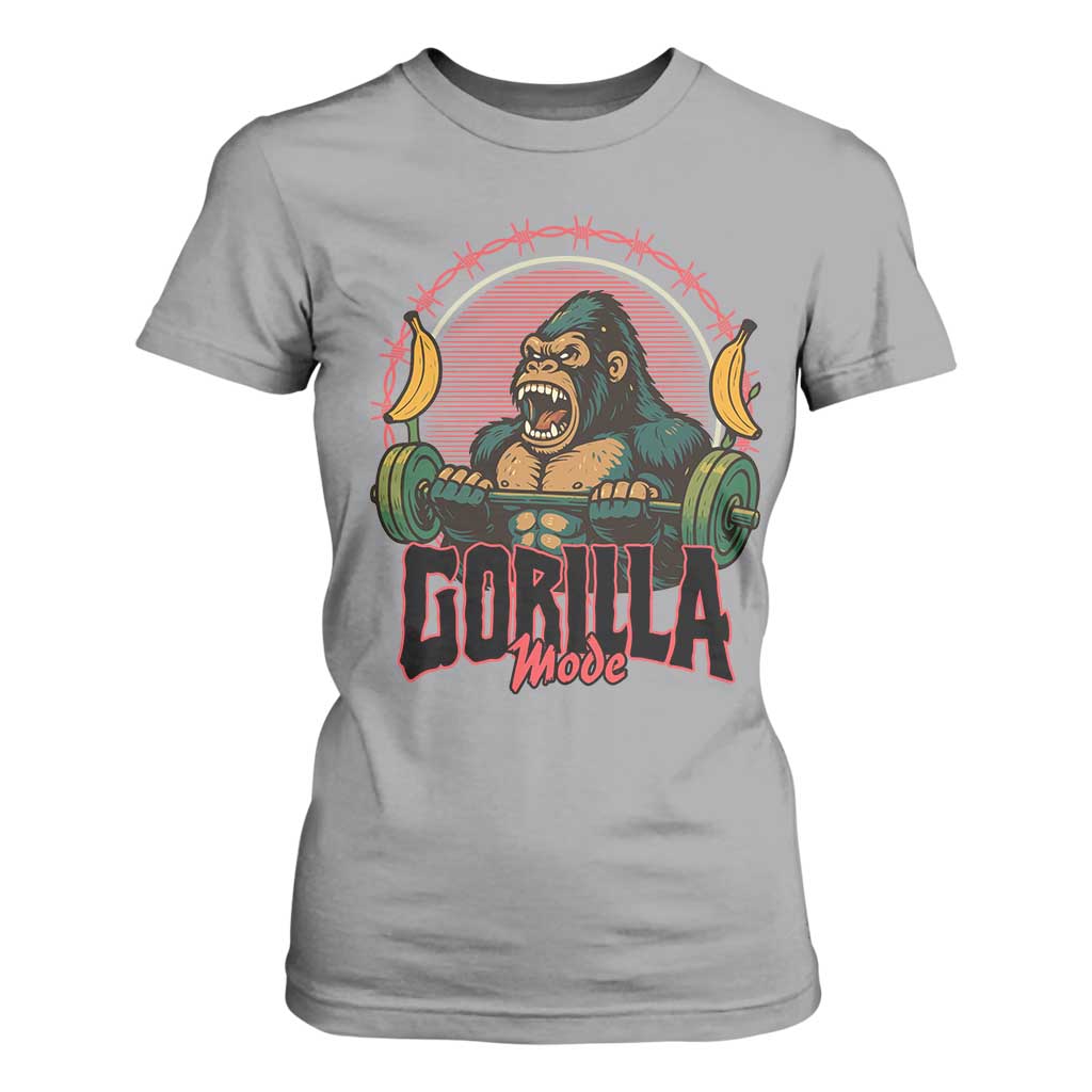 Fitness Lover Gift T Shirt For Women Gorilla Mode TS12 Sport Gray Print Your Wear