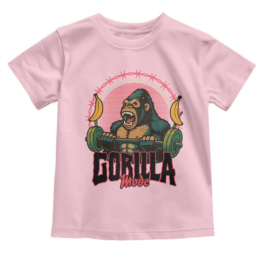 Fitness Lover Gift Toddler T Shirt Gorilla Mode TS12 Light Pink Print Your Wear