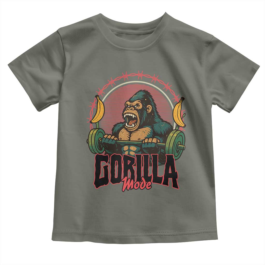 Fitness Lover Gift Toddler T Shirt Gorilla Mode TS12 Military Green Print Your Wear