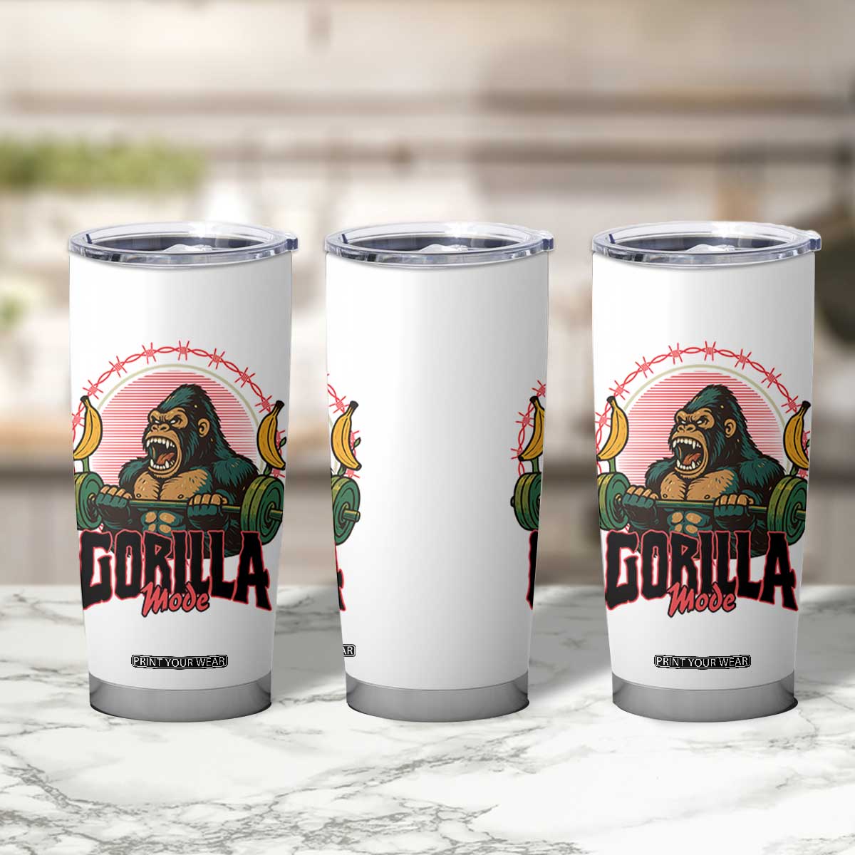 Fitness Lover Gift Tumbler Cup Gorilla Mode TS12 Print Your Wear