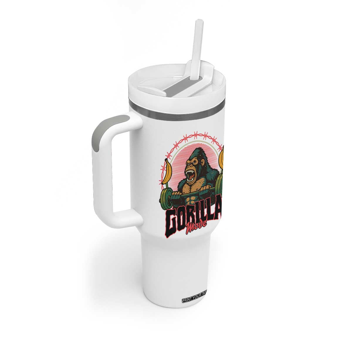 Fitness Lover Gift Tumbler With Handle Gorilla Mode TS12 Print Your Wear