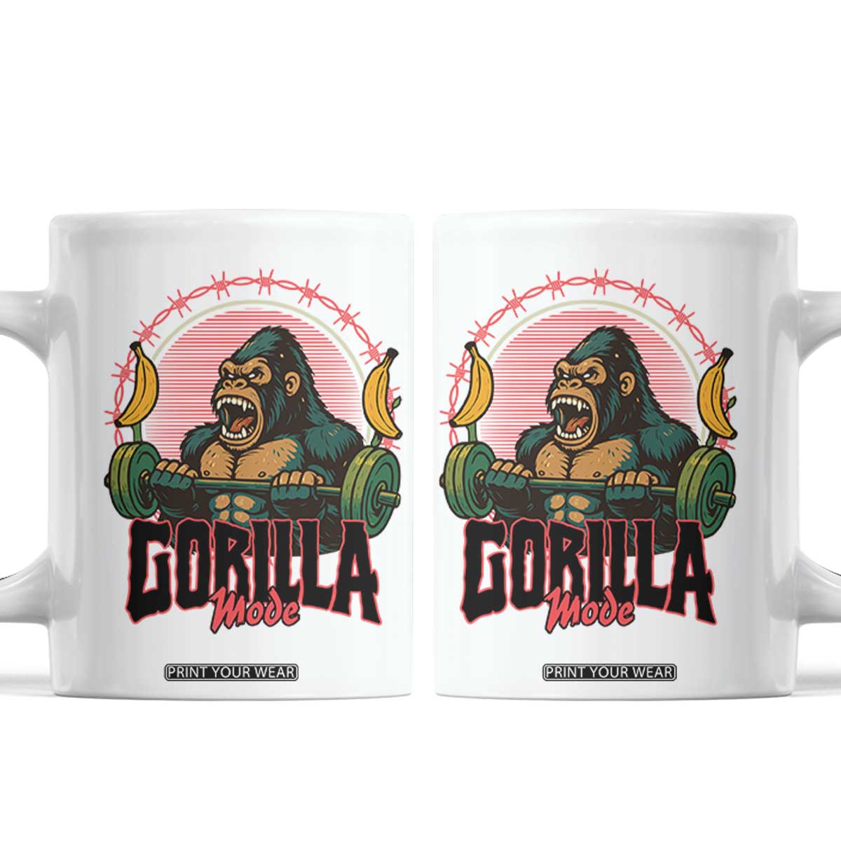 Fitness Lover Gift Coffee Mug Gorilla Mode TS12 White Print Your Wear