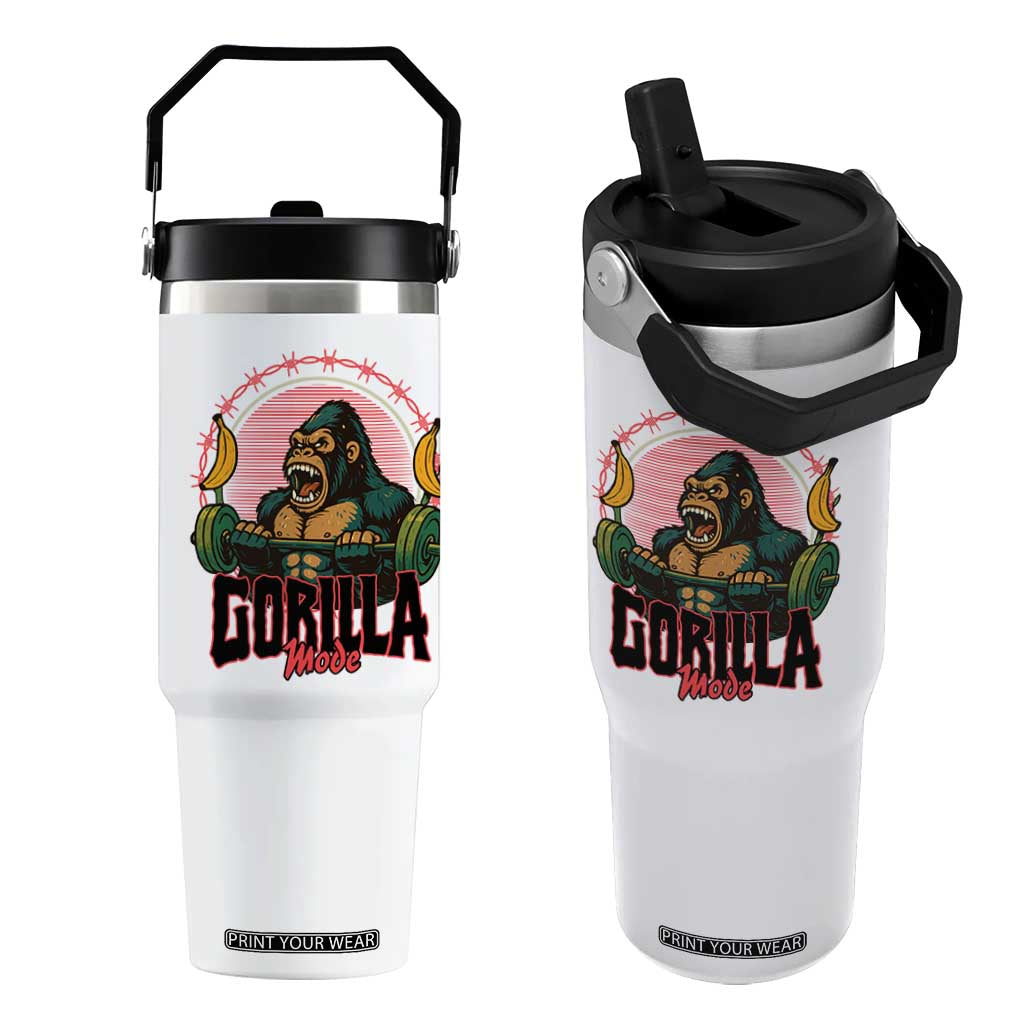 Fitness Lover Gift Flip Straw Tumbler Gorilla Mode TS12 One Size: 30 oz White Print Your Wear