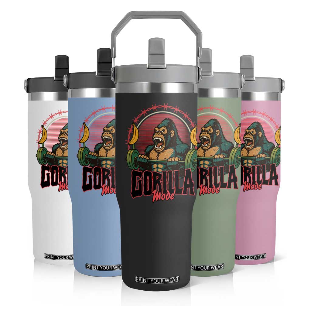 Fitness Lover Gift Flip Straw Tumbler Gorilla Mode TS12 Print Your Wear
