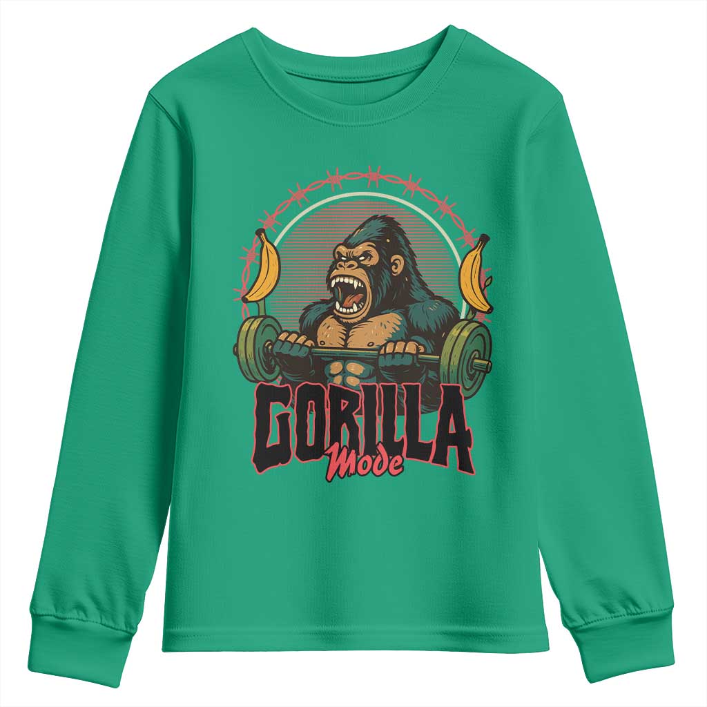 Fitness Lover Gift Youth Sweatshirt Gorilla Mode TS12 Irish Green Print Your Wear