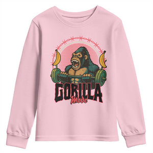 Fitness Lover Gift Youth Sweatshirt Gorilla Mode TS12 Light Pink Print Your Wear