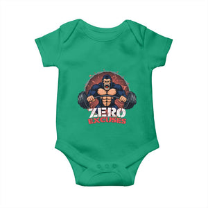 Zero Excuses Baby Onesie Gorilla Fitness Lover Gift TS12 Irish Green Print Your Wear