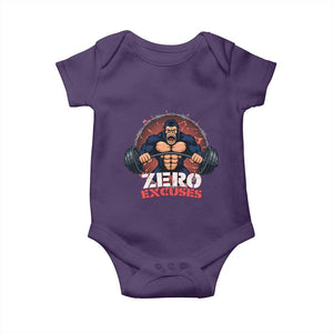 Zero Excuses Baby Onesie Gorilla Fitness Lover Gift TS12 Purple Print Your Wear