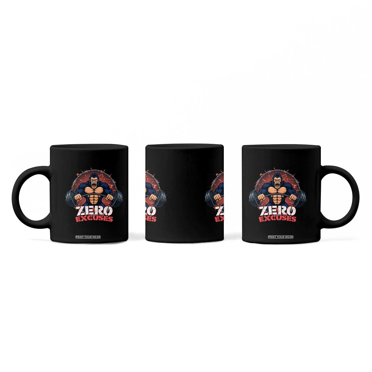 Zero Excuses Coffee Mug Gorilla Fitness Lover Gift TS12 Print Your Wear