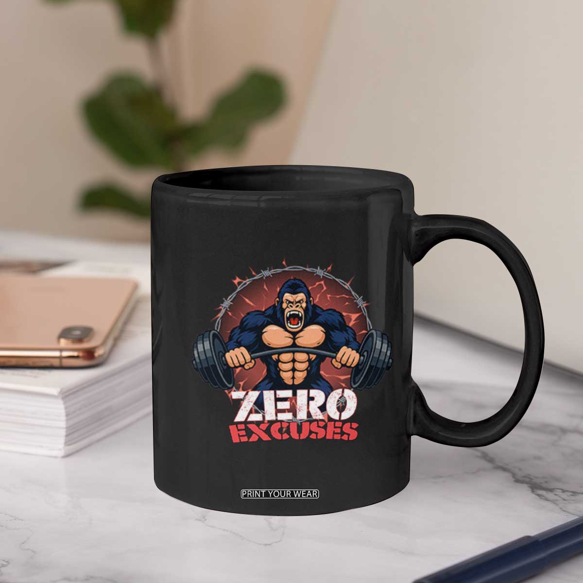 Zero Excuses Coffee Mug Gorilla Fitness Lover Gift TS12 Print Your Wear