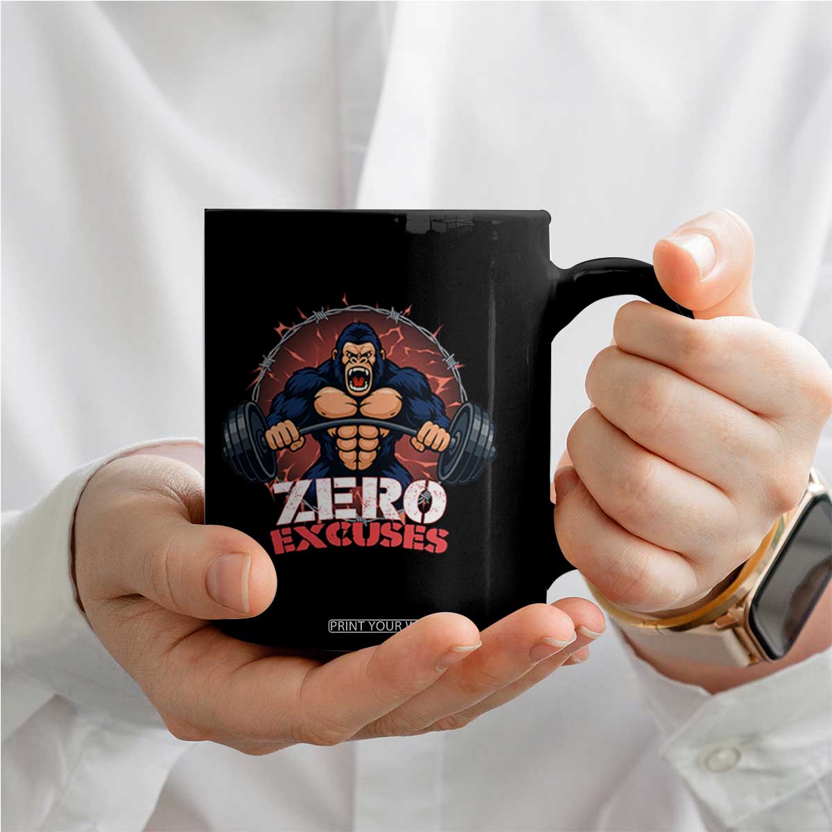 Zero Excuses Coffee Mug Gorilla Fitness Lover Gift TS12 Print Your Wear