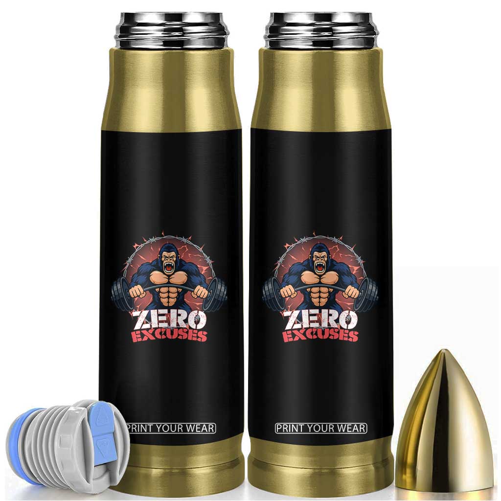 Zero Excuses Bullet Tumbler Gorilla Fitness Lover Gift TS12 Black Print Your Wear