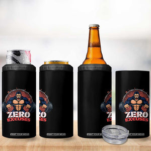 Zero Excuses 4 in 1 Can Cooler Tumbler Gorilla Fitness Lover Gift TS12 Print Your Wear