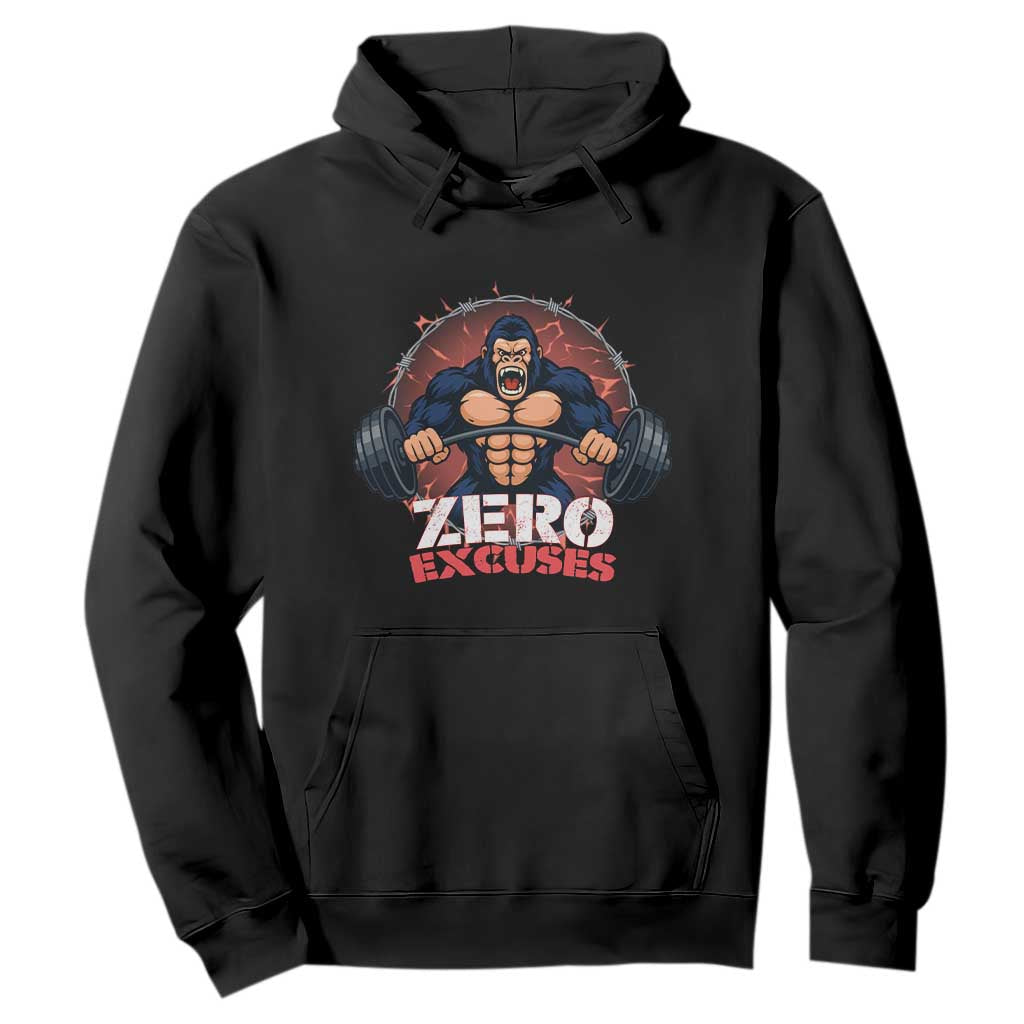 Zero Excuses Hoodie Gorilla Fitness Lover Gift TS12 Black Print Your Wear
