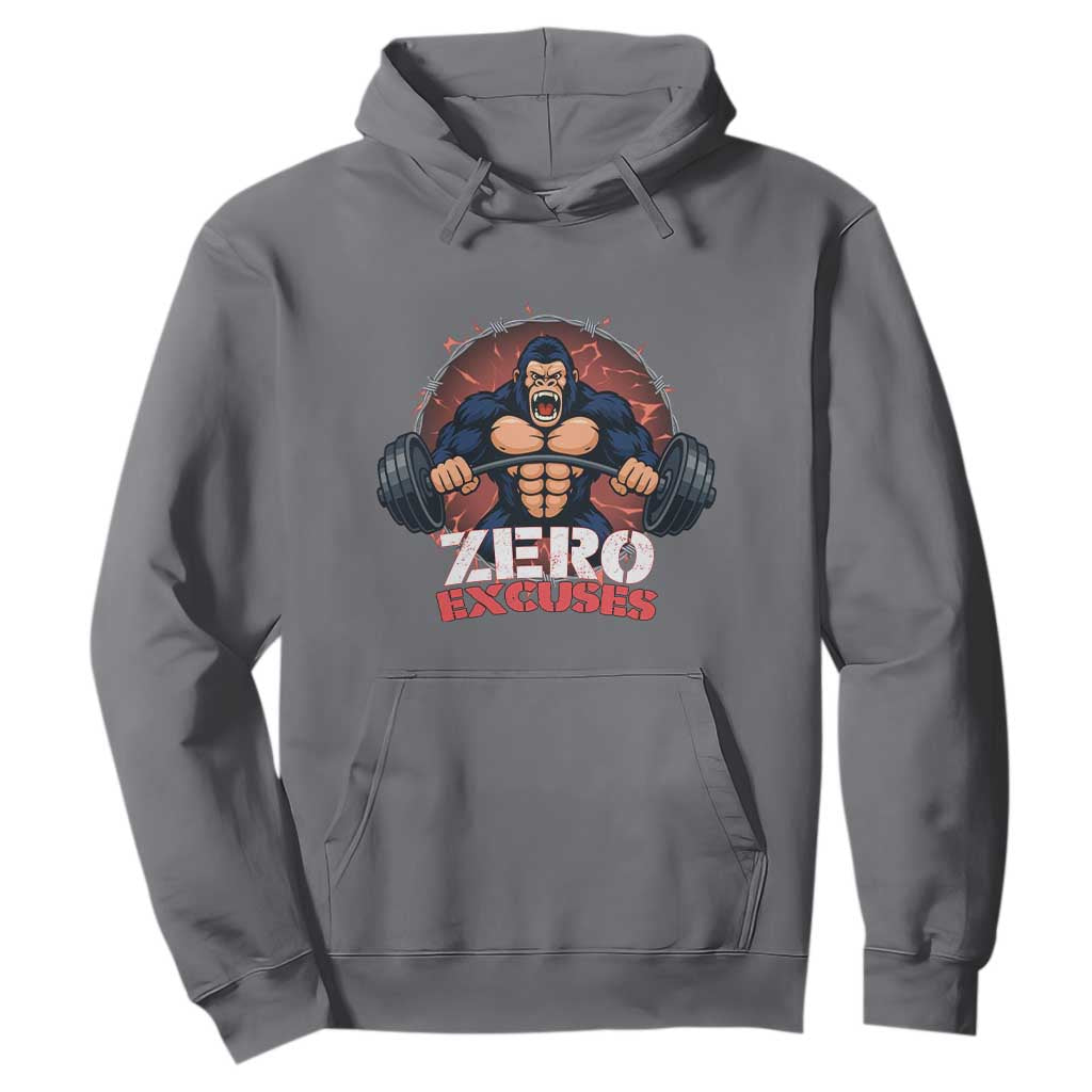 Zero Excuses Hoodie Gorilla Fitness Lover Gift TS12 Charcoal Print Your Wear