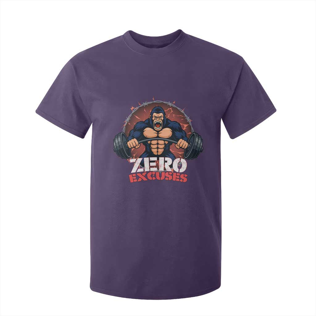 Zero Excuses T Shirt For Kid Gorilla Fitness Lover Gift TS12 Purple Print Your Wear