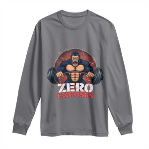 Zero Excuses Long Sleeve Shirt Gorilla Fitness Lover Gift TS12 Charcoal Print Your Wear