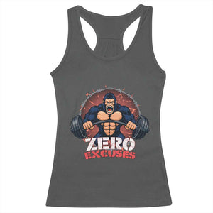 Zero Excuses Racerback Tank Top Gorilla Fitness Lover Gift TS12 Dark Heather Print Your Wear