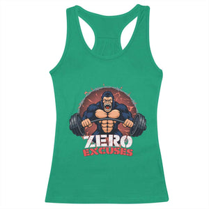Zero Excuses Racerback Tank Top Gorilla Fitness Lover Gift TS12 Irish Green Print Your Wear